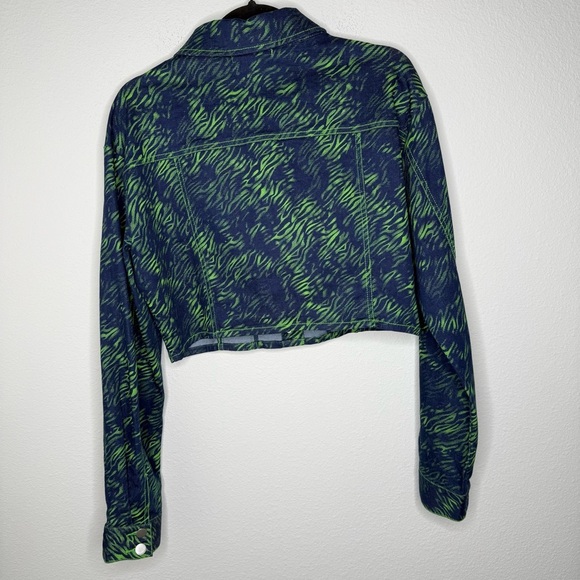I.AM.GIA Sinead Navy and Green Tiger Cropped Jean Trucker Jacket NWOT - Picture 4 of 15